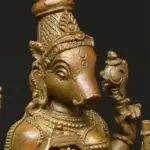 5" Standing Goddess Varahi | Panchaloha Bronze Statue from Tamil Nadu | Madhuchista Vidhana (Lost-Wax), Ishwar Arts and Crafts