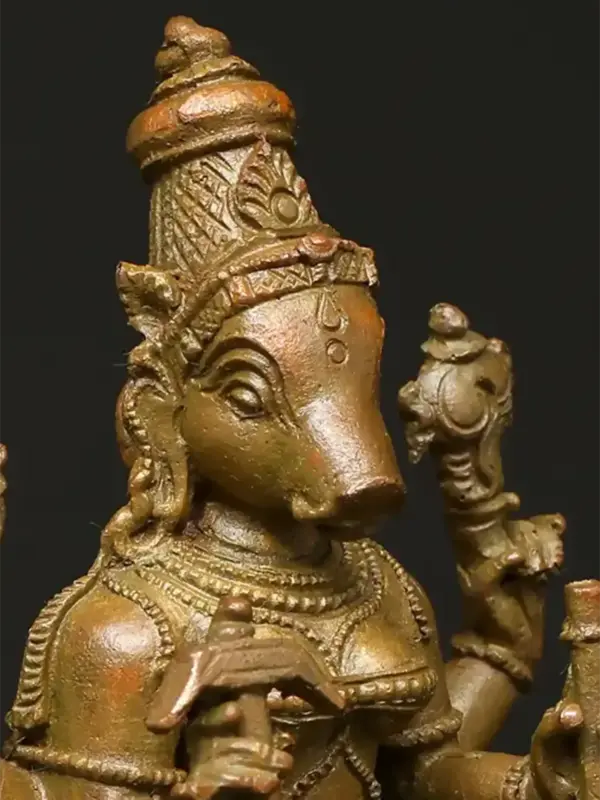 5" Standing Goddess Varahi | Panchaloha Bronze Statue from Tamil Nadu | Madhuchista Vidhana (Lost-Wax), Ishwar Arts and Crafts
