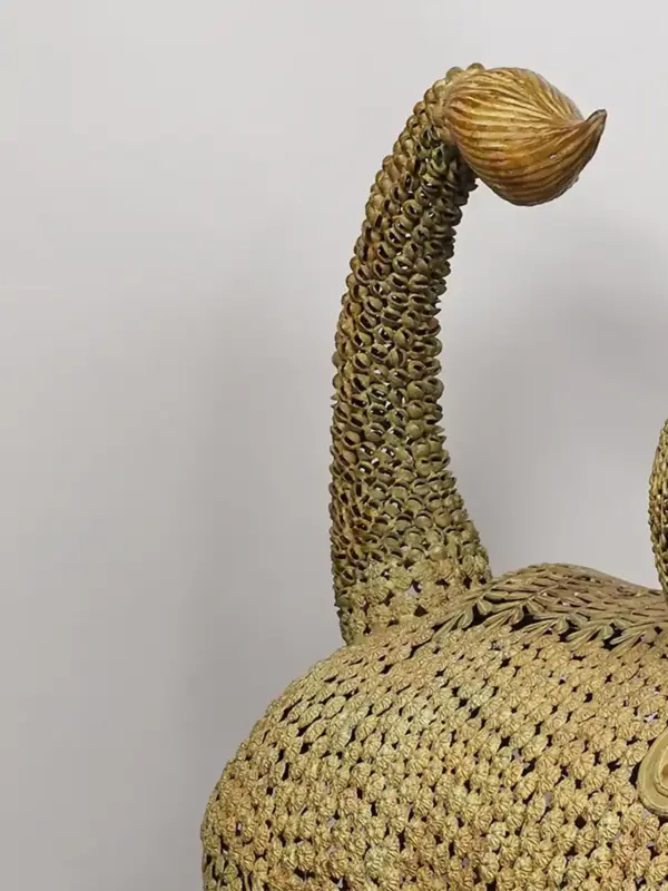 60" Large Nandi Statue Made out of Brass Leaves, Ghungroos and Bells | Handmade in India, Ishwar Arts and Crafts