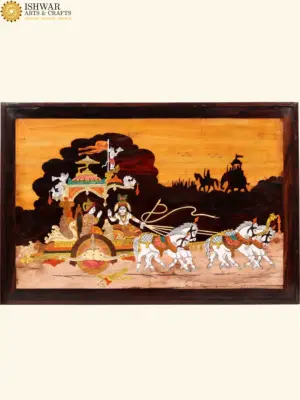 Gita Updesham | Wood Panel with Inlay Work | Handmade in India, Ishwar Arts and Crafts