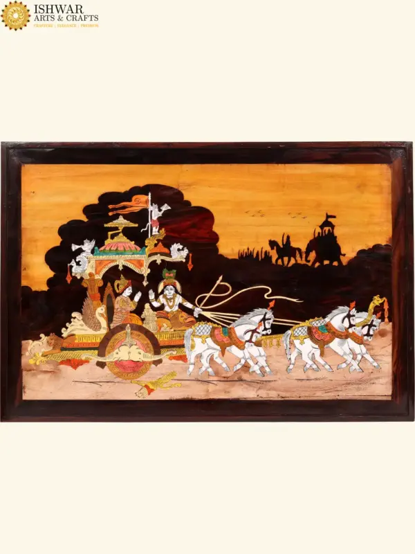 Gita Updesham | Wood Panel with Inlay Work | Handmade in India, Ishwar Arts and Crafts