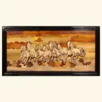72" 3D Seven Vastu Horses | Natural Color On Wood Panel With Inlay Work, Handmade, Made in India, Ishwar Arts and Crafts