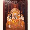 36" Bhagwan Narasimha With Devi Lakshmi | Natural Colors On Wood Panel With Inlay Work | Handmade in India, Ishwar Arts and Crafts