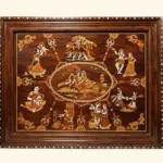 36" Life Leela's Of Lord Krishna | Rosewood Panel With Inlay Work | Handmade in India, Ishwar Arts and Crafts